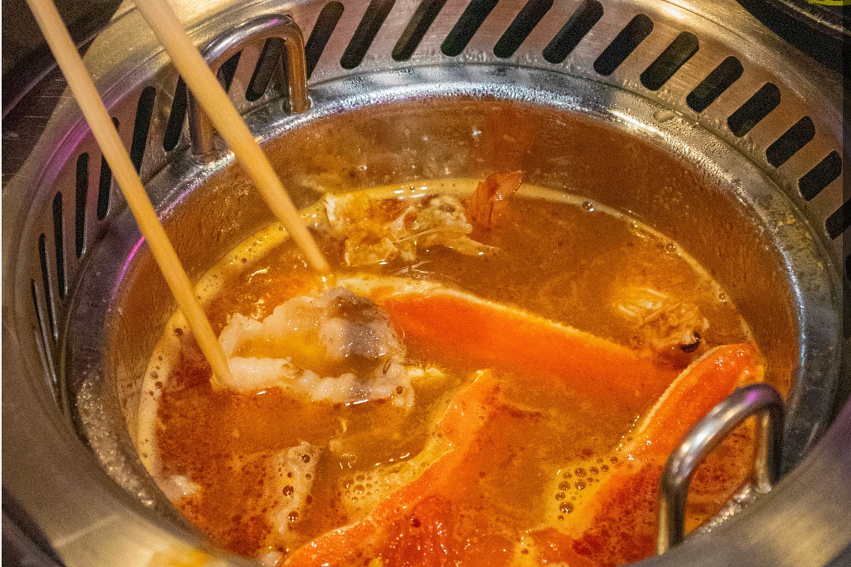 Fresh hot pot ingredients spread
